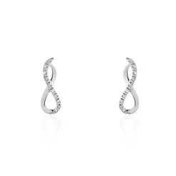 Histoire D'Or Boucles D'oreilles Puces Samy Or Blanc Diamant