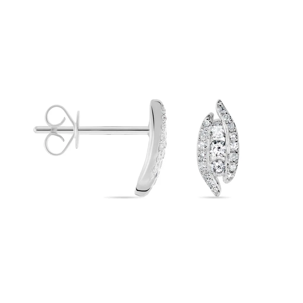 Histoire D'Or Boucles D'oreilles Puces Eternite Or Blanc Diamant 2 Histoire D'Or Boucles D'oreilles Puces Eternite Or Blanc Diamant – Image 2