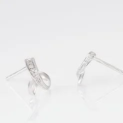 Histoire D'Or Boucles D'oreilles Puces Volute Or Blanc Diamant -Boucles d'oreilles pendantes Soldes Boutique B3OFBDW137 view2