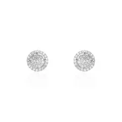 Histoire D'Or Boucles D'oreilles Puces Soleil D'hiver Or Blanc Diamant