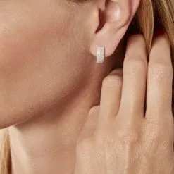 Histoire D'Or Boucles D'oreilles Puces Charlotte Or Blanc Diamant -Boucles d'oreilles pendantes Soldes Boutique B3OFBDW241 model1