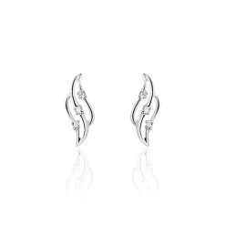 Histoire D'Or Boucles D'oreilles Puces Marnie Or Blanc Diamant