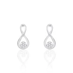 Histoire D'Or Boucles D'oreilles Puces Shaeen Or Blanc Diamant