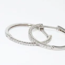 Histoire D'Or Créoles Aryanna Rondes Or Blanc Diamant -Boucles d'oreilles pendantes Soldes Boutique B3OFBDW717 view2