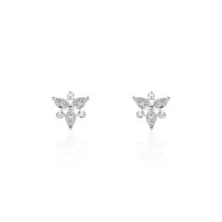 Histoire D'Or Boucles D'oreilles Puces Arsena Or Blanc Diamant