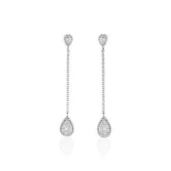 Histoire D'Or Boucles D'oreilles Pendantes Mariona Or Blanc Diamant
