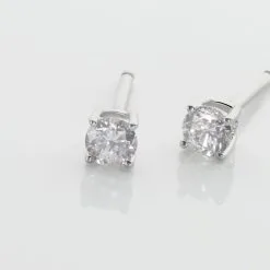 Histoire D'Or Boucles D'oreilles Puces Victoria Or Blanc Diamant -Boucles d'oreilles pendantes Soldes Boutique B3OFBDW801 view2