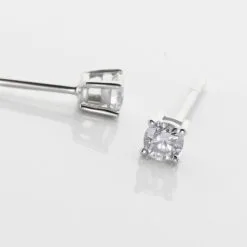 Histoire D'Or Boucles D'oreilles Puces Victoria Or Blanc Diamant -Boucles d'oreilles pendantes Soldes Boutique B3OFBDW803 view2