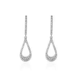 Histoire D'Or Boucles D'oreilles Pendantes Or Blanc Abilene Diamants