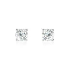 Histoire D'Or Boucles D'oreilles Puces Or Blanc Victoria Diamants