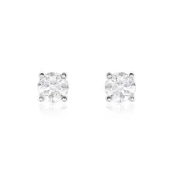 Histoire D'Or Boucles D'oreilles Puces Or Blanc Victoria Diamants