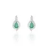 Histoire D'Or Boucles D'oreilles Puces Angelika Or Blanc Emeraude Et Diamant