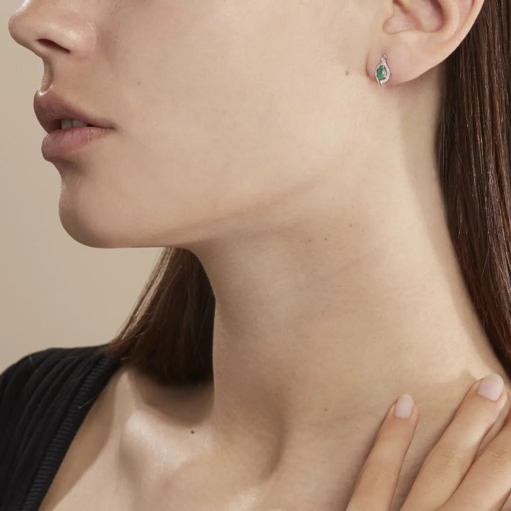 Histoire D'Or Boucles D'oreilles Puces Angelika Or Blanc Emeraude Et Diamant 4 Histoire D'Or Boucles D'oreilles Puces Angelika Or Blanc Emeraude Et Diamant – Image 4