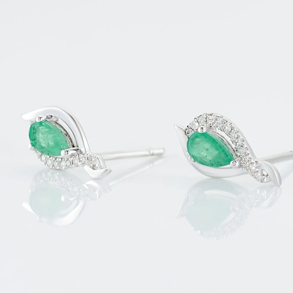 Histoire D'Or Boucles D'oreilles Puces Angelika Or Blanc Emeraude Et Diamant 3 Histoire D'Or Boucles D'oreilles Puces Angelika Or Blanc Emeraude Et Diamant – Image 3