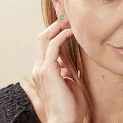 Histoire D'Or Boucles D'oreilles Puces Ovale Or Blanc Emeraude -Boucles d'oreilles pendantes Soldes Boutique B3OFBEV062 model0