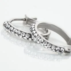 Histoire D'Or Créoles Sandrine Or Blanc Strass -Boucles d'oreilles pendantes Soldes Boutique B3OFBPW190 view2