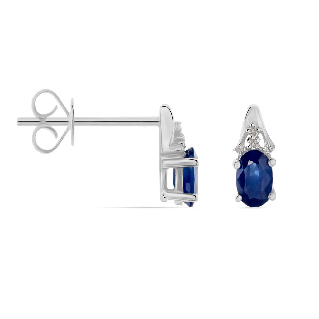 Histoire D'Or Boucles D'oreilles Puces Marie Or Blanc Saphir Et Diamant 2 Histoire D'Or Boucles D'oreilles Puces Marie Or Blanc Saphir Et Diamant – Image 2