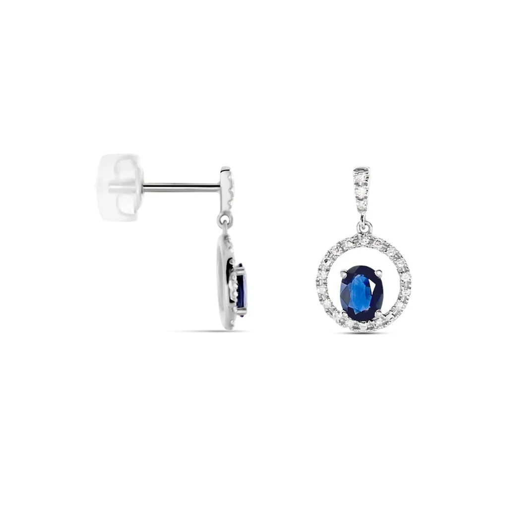 Histoire D'Or Boucles D'oreilles Pendantes Katerynn Or Blanc Saphir Diamants 2 Histoire D'Or Boucles D'oreilles Pendantes Katerynn Or Blanc Saphir Diamants – Image 2