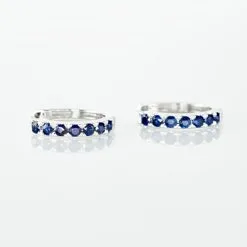 Histoire D'Or Créoles Or Blanc Killian Saphir -Boucles d'oreilles pendantes Soldes Boutique B3OFBSB113 view2