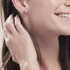 Histoire D'Or Boucles D'oreilles Puces Or Blanc Zubin Saphir -Boucles d'oreilles pendantes Soldes Boutique B3OFBSB117 model0