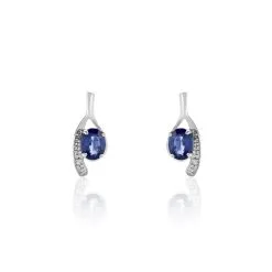 Histoire D'Or Bijoux D'oreilles Emotion Or Blanc Saphir Diamant