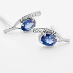 Histoire D'Or Bijoux D'oreilles Emotion Or Blanc Saphir Diamant -Boucles d'oreilles pendantes Soldes Boutique B3OFBSB118 view2