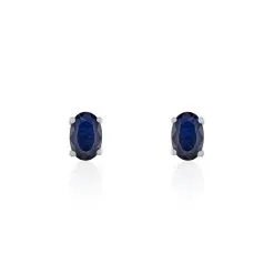 Histoire D'Or Boucles D'oreilles Puces Ovale Or Blanc Saphir