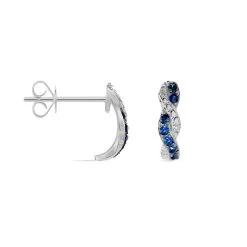 Histoire D'Or Boucles D'oreilles Puces Ligera Or Blanc Saphir Et Diamant -Boucles d'oreilles pendantes Soldes Boutique B3OFBSB234 view1