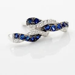 Histoire D'Or Boucles D'oreilles Puces Ligera Or Blanc Saphir Et Diamant -Boucles d'oreilles pendantes Soldes Boutique B3OFBSB234 view2