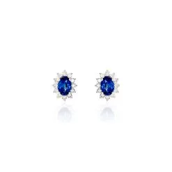 Histoire D'Or Boucles D'oreilles Puces Vladimir Or Blanc Saphir Et Diamant