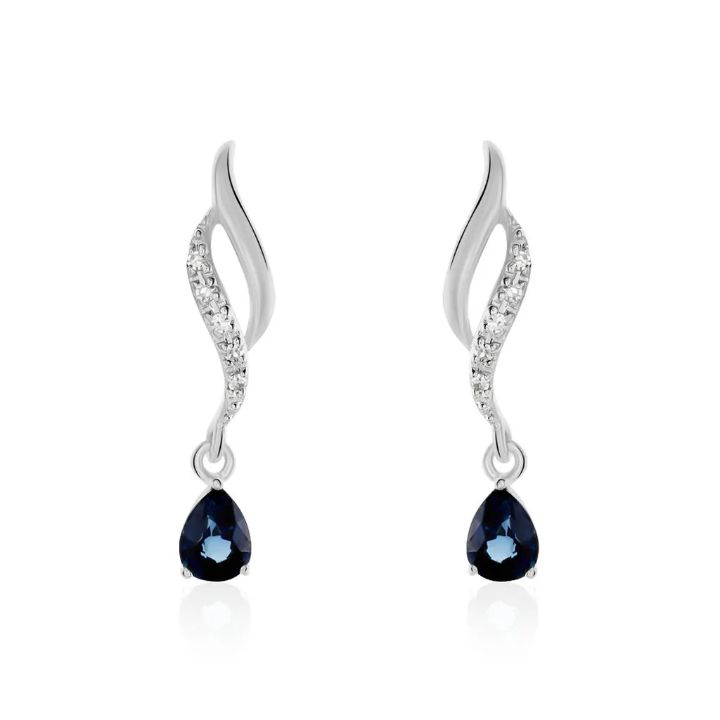 Histoire D'Or Boucles D'oreilles Puces Nolia Or Blanc Saphir Et Diamant 1 Histoire D'Or Boucles D'oreilles Puces Nolia Or Blanc Saphir Et Diamant