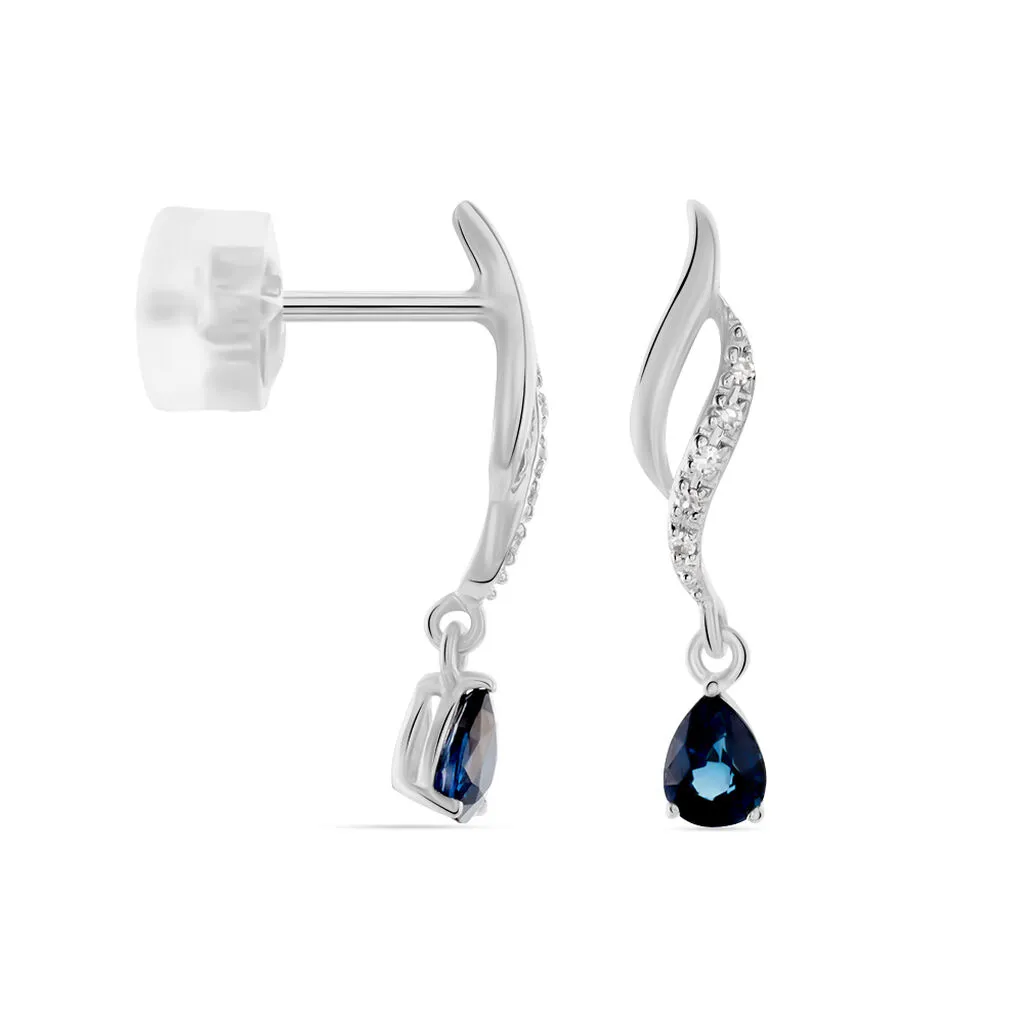 Histoire D'Or Boucles D'oreilles Puces Nolia Or Blanc Saphir Et Diamant 2 Histoire D'Or Boucles D'oreilles Puces Nolia Or Blanc Saphir Et Diamant – Image 2