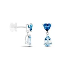Histoire D'Or Boucles D'oreilles Puces Lenuta Or Blanc Topaze Bleu Sky Topaze -Boucles d'oreilles pendantes Soldes Boutique B3OFBT4017 view1