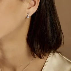 Histoire D'Or Boucles D'oreilles Puces Augusta Or Blanc Topaze Et Oxyde De Zirconium -Boucles d'oreilles pendantes Soldes Boutique B3OFBT5498 model1