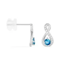 Histoire D'Or Boucles D'oreilles Puces Augusta Or Blanc Topaze Et Oxyde De Zirconium -Boucles d'oreilles pendantes Soldes Boutique B3OFBT5498 view1