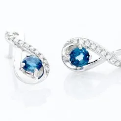 Histoire D'Or Boucles D'oreilles Puces Augusta Or Blanc Topaze Et Oxyde De Zirconium -Boucles d'oreilles pendantes Soldes Boutique B3OFBT5498 view2