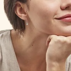 Histoire D'Or Boucles D'oreilles Pendantes Goutte Or Blanc Topaze -Boucles d'oreilles pendantes Soldes Boutique B3OFBTB007 model0