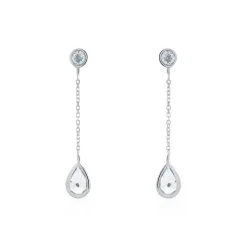 Histoire D'Or Boucles D'oreilles Pendantes Brenda Or Blanc Topaze