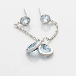 Histoire D'Or Boucles D'oreilles Pendantes Brenda Or Blanc Topaze -Boucles d'oreilles pendantes Soldes Boutique B3OFBTB011 view2