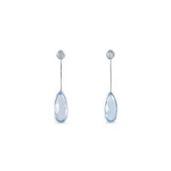 Histoire D'Or Boucles D'oreilles Pendantes Sela Or Blanc Topaze Et Sans