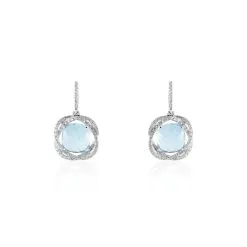 Histoire D'Or Boucles D'oreilles Puces Marie-jacqueline Or Blanc Topaze Et Diamant