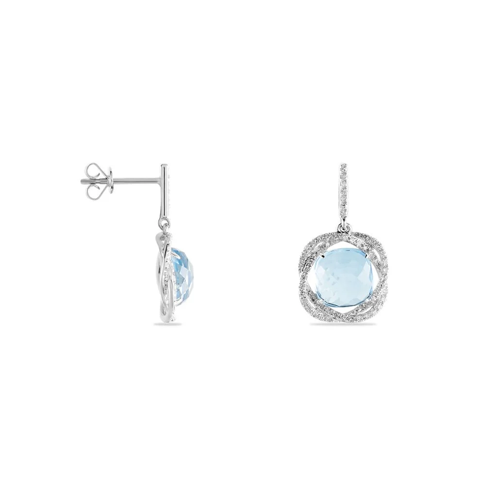 Histoire D'Or Boucles D'oreilles Puces Marie-jacqueline Or Blanc Topaze Et Diamant 2 Histoire D'Or Boucles D'oreilles Puces Marie-jacqueline Or Blanc Topaze Et Diamant – Image 2