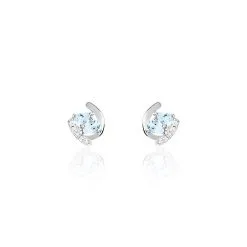 Histoire D'Or Boucles D'oreilles Puces Tya Or Blanc Topaze Et Oxyde De Zirconium