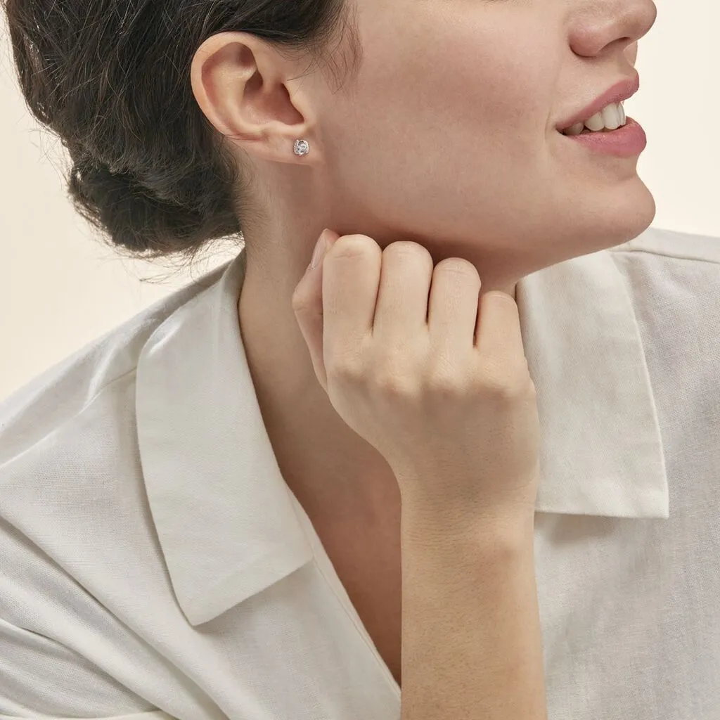 Histoire D'Or Boucles D'oreilles Puces Tya Or Blanc Topaze Et Oxyde De Zirconium 3 Histoire D'Or Boucles D'oreilles Puces Tya Or Blanc Topaze Et Oxyde De Zirconium – Image 3