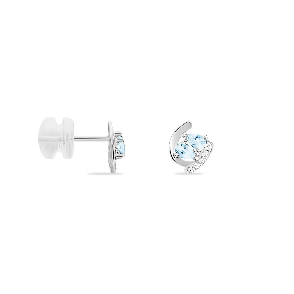 Histoire D'Or Boucles D'oreilles Puces Tya Or Blanc Topaze Et Oxyde De Zirconium 2 Histoire D'Or Boucles D'oreilles Puces Tya Or Blanc Topaze Et Oxyde De Zirconium – Image 2