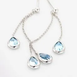 Histoire D'Or Boucles D'oreilles Pendantes Djime Or Blanc Topaze -Boucles d'oreilles pendantes Soldes Boutique B3OFBTB526 view2