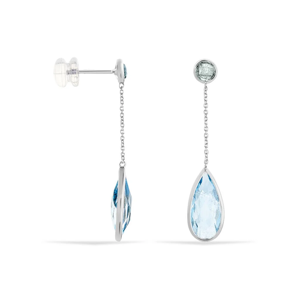 Histoire D'Or Boucles D'oreilles Pendantes Dennis Or Blanc Topaze 2 Histoire D'Or Boucles D'oreilles Pendantes Dennis Or Blanc Topaze – Image 2