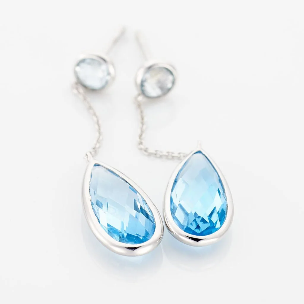 Histoire D'Or Boucles D'oreilles Pendantes Dennis Or Blanc Topaze 3 Histoire D'Or Boucles D'oreilles Pendantes Dennis Or Blanc Topaze – Image 3