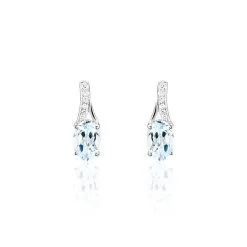 Histoire D'Or Boucles D'oreilles Audea Or Blanc Topaze Et Oxyde De Zirconium