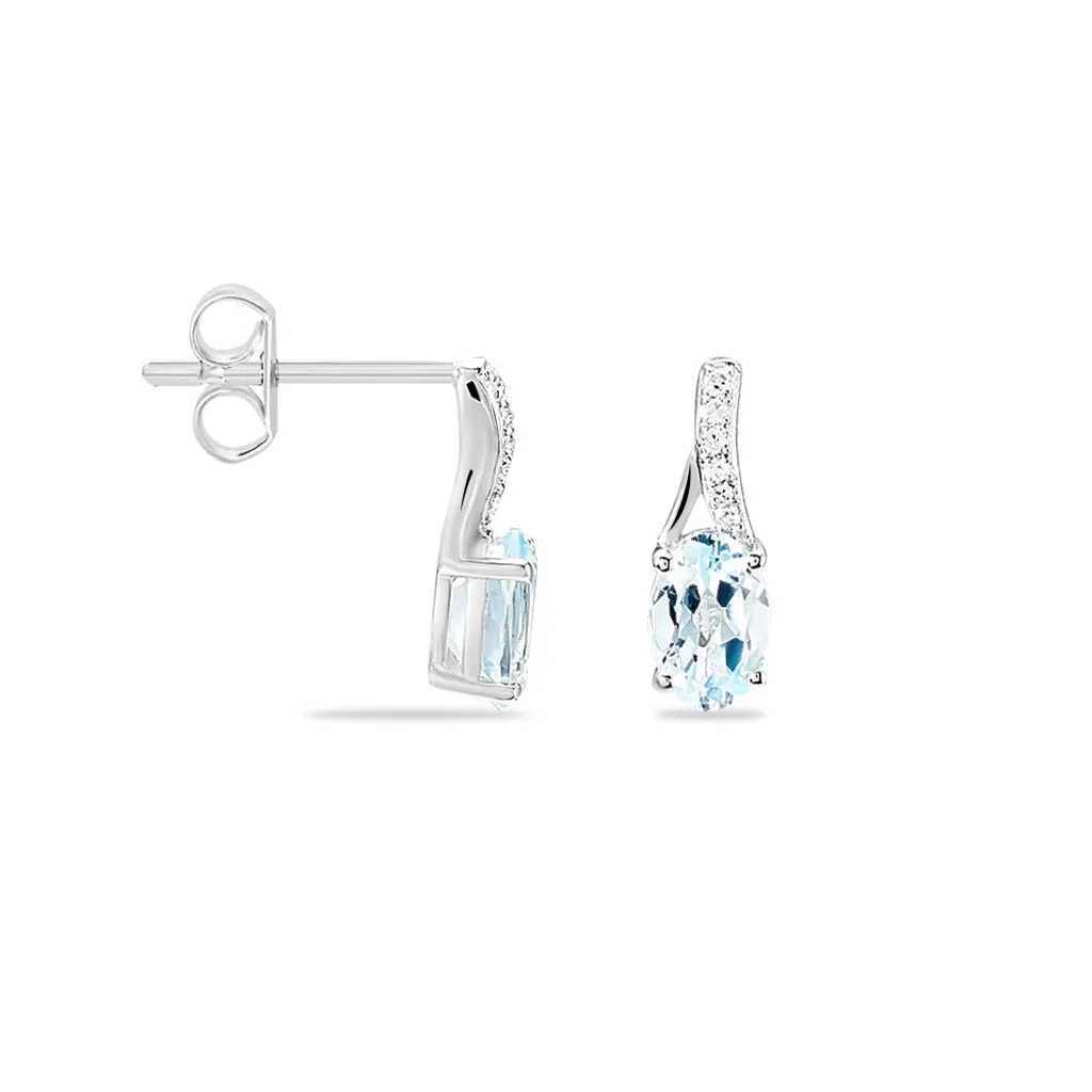 Histoire D'Or Boucles D'oreilles Audea Or Blanc Topaze Et Oxyde De Zirconium 2 Histoire D'Or Boucles D'oreilles Audea Or Blanc Topaze Et Oxyde De Zirconium – Image 2